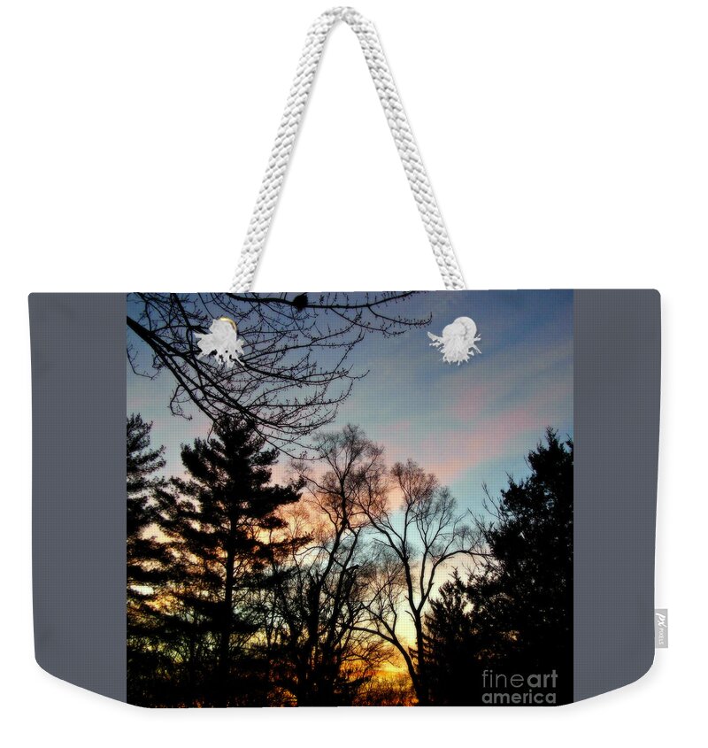 Landscape Photography Weekender Tote Bag featuring the photograph Bold Sunrise Pastel Sky - Square by Frank J Casella