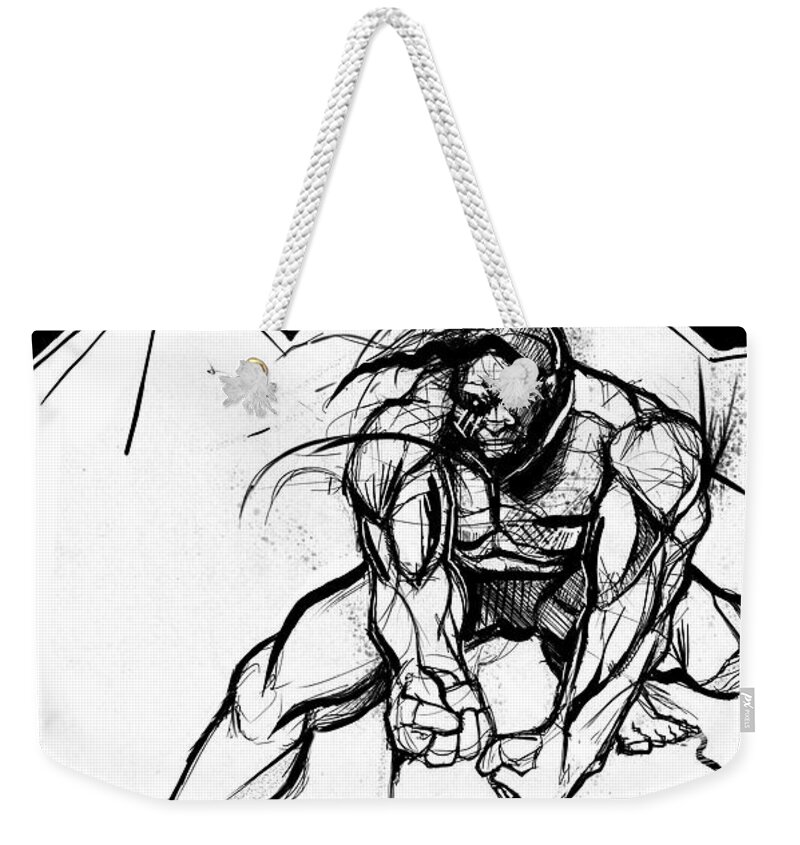 Bolder Boulder Ink Weekender Tote Bag featuring the painting B8v8 Ink by John Gholson