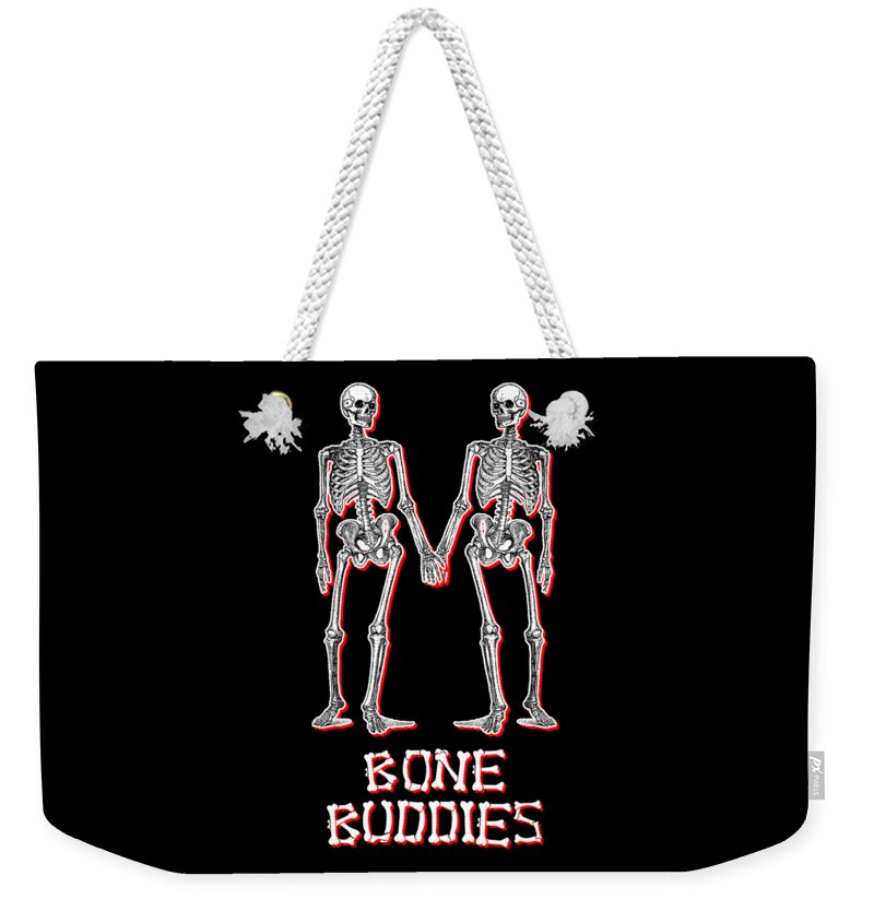 Halloween Weekender Tote Bag featuring the digital art Bone Buddies Funny Skeleton by Flippin Sweet Gear