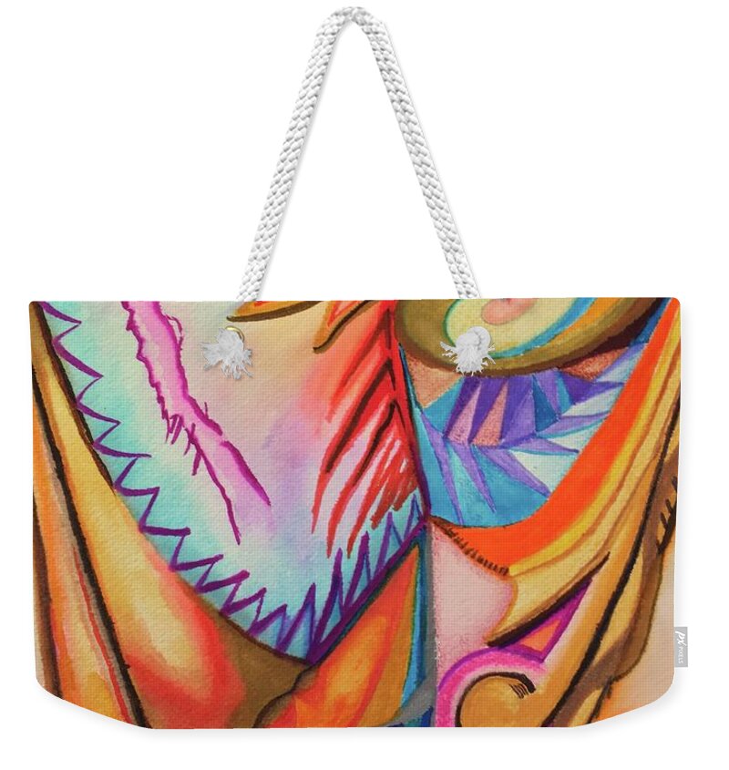 Impressionist Weekender Tote Bag featuring the drawing Boomerang by Suzanne Udell Levinger