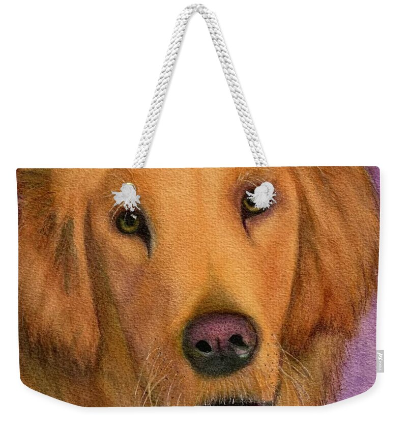 Golden Retriever Weekender Tote Bag featuring the painting Boone by Sue Carmony