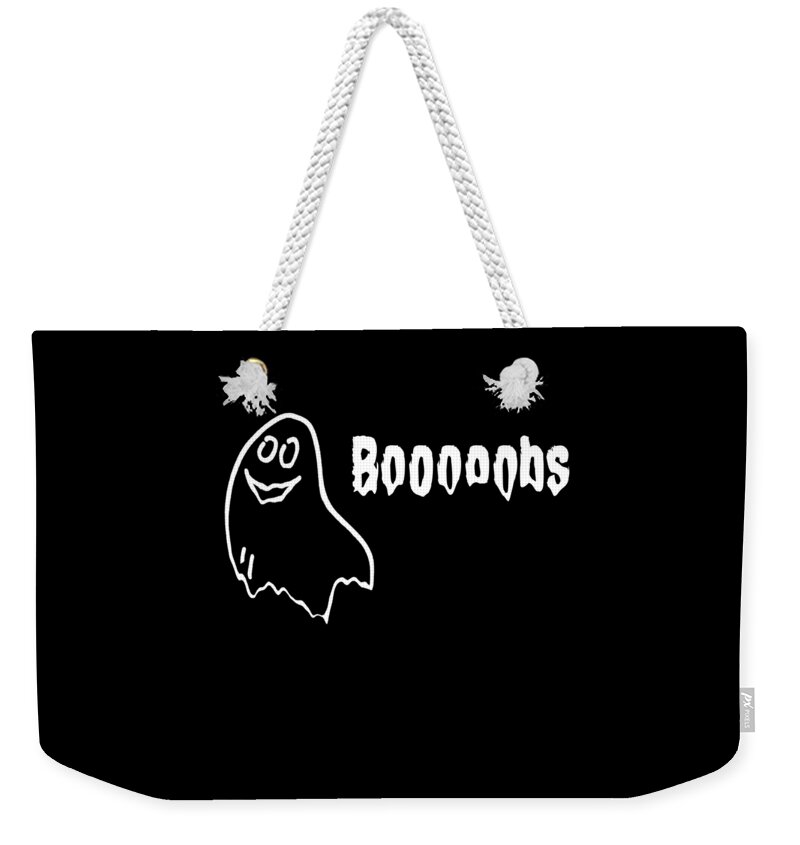 Cool Weekender Tote Bag featuring the digital art Booooobs Boo Halloween Ghost by Flippin Sweet Gear