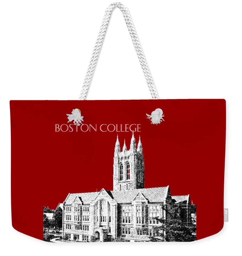 University Weekender Tote Bag featuring the digital art Boston College - Maroon by DB Artist
