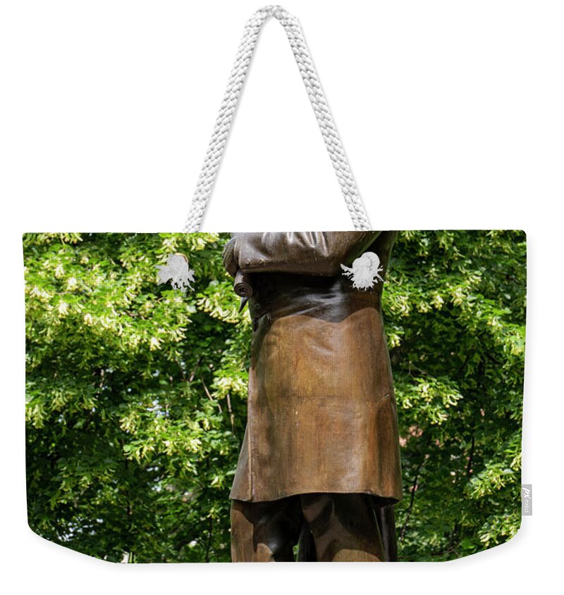 Boston Weekender Tote Bag featuring the photograph Boston Public Gardens Charles Sumner Statue by Bob Phillips