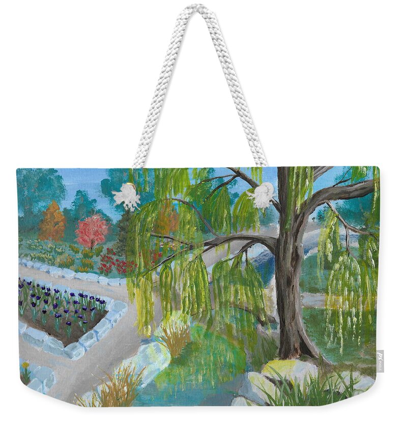 Willow Weekender Tote Bag featuring the painting Botanical Garden by David Bigelow