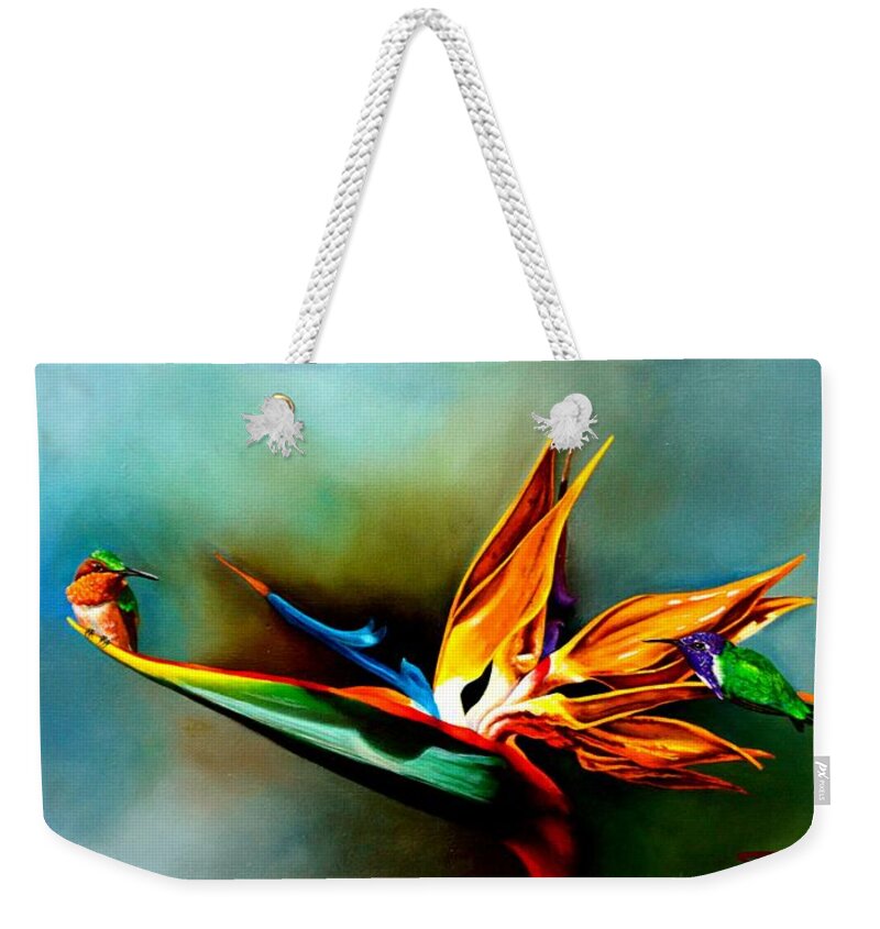 Birds Weekender Tote Bag featuring the painting Boundaries by Dana Newman