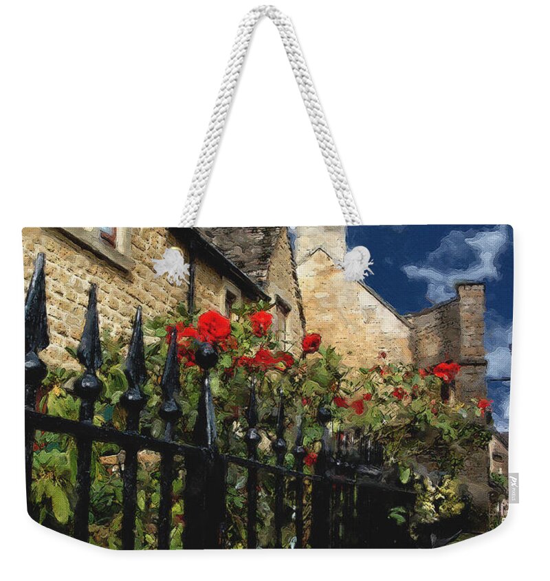 Bourton-on-the-water Weekender Tote Bag featuring the photograph Bourton Red Roses by Brian Watt