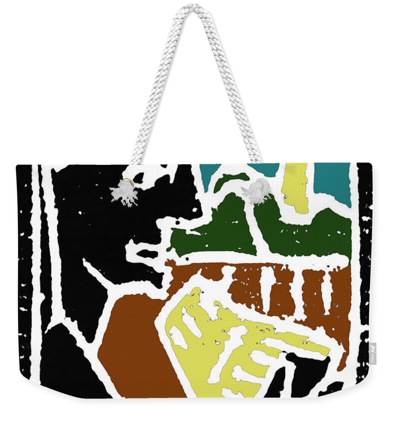 Boy Weekender Tote Bag featuring the digital art Boy Reading and Candle by Edgeworth Johnstone