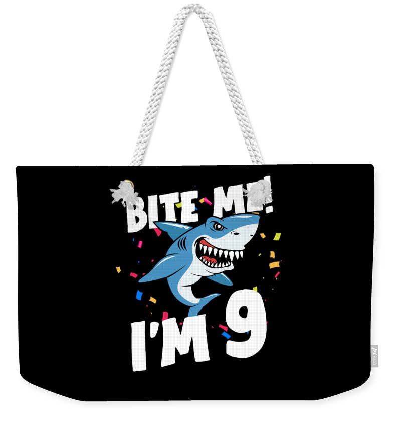 Boys 9 Years Old Happy Birthday Gifts Fun Party Shark Gift Idea Weekender  Tote Bag by Orange Pieces - Fine Art America