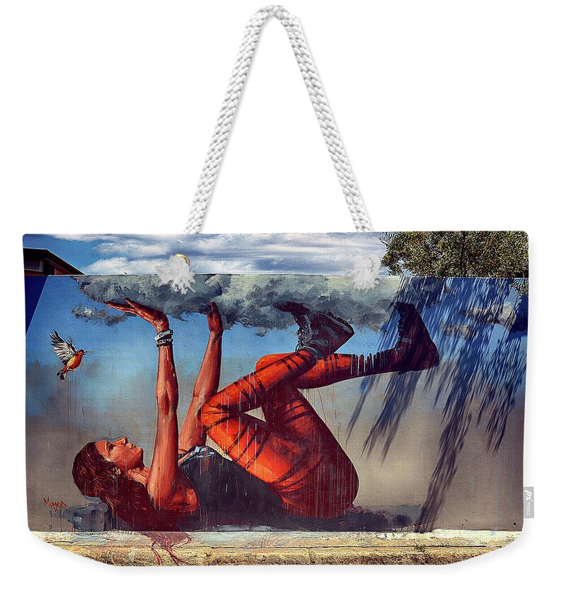 Mural Weekender Tote Bag featuring the photograph Bracing a Falling Sky by Andrei SKY