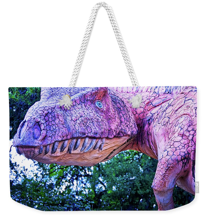 Dinosaur Weekender Tote Bag featuring the digital art Braiden's Dinosaur by Rene Vasquez