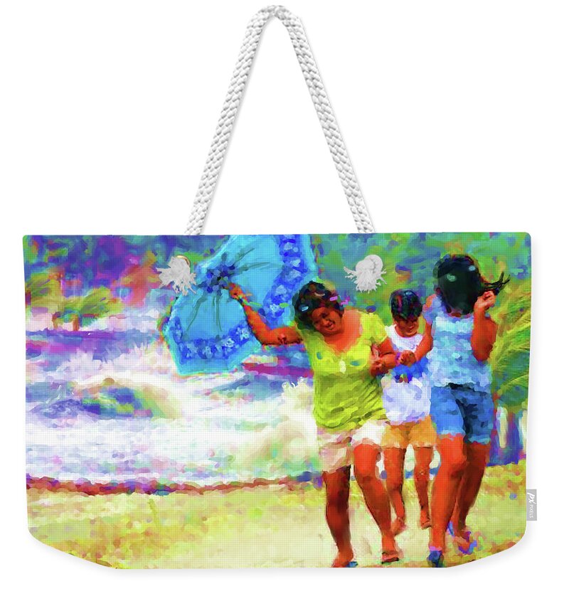 Storm Weekender Tote Bag featuring the painting Braving the Storm by Joel Smith