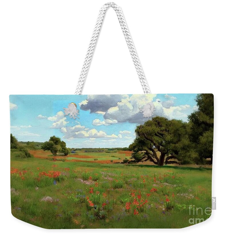 Landscape Weekender Tote Bag featuring the digital art Brazos River Valley by Stacey Mayer