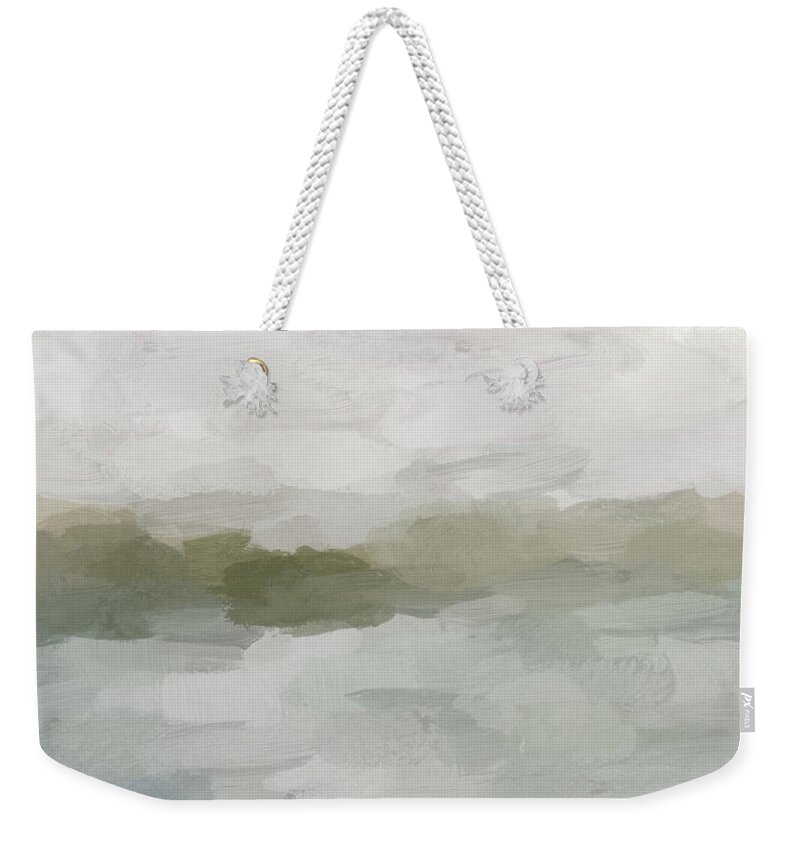 Light Teal Weekender Tote Bag featuring the painting Break in the Weather I by Rachel Elise