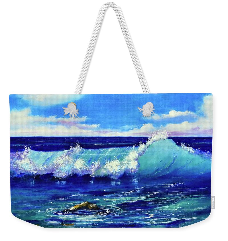 Ocean Weekender Tote Bag featuring the painting Breaking Wave by Mary Scott