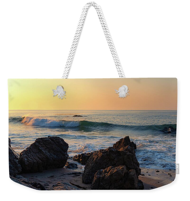 Beach Weekender Tote Bag featuring the photograph Breaking Waves at Sunrise by Matthew DeGrushe