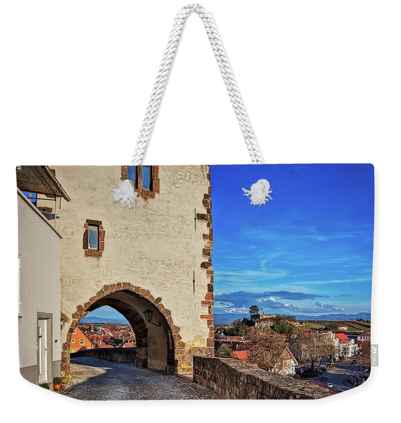 Breisach Weekender Tote Bag featuring the photograph Breisach medieval tower by Tatiana Travelways