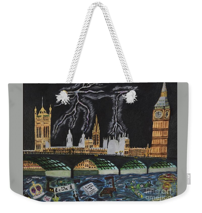 London Weekender Tote Bag featuring the painting Bridge over Troubled waters by David Westwood