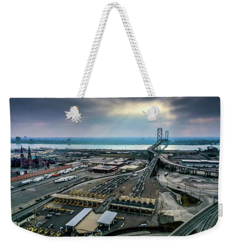 Detroit Weekender Tote Bag featuring the photograph Bridgeview DJI_0696 by Michael Thomas