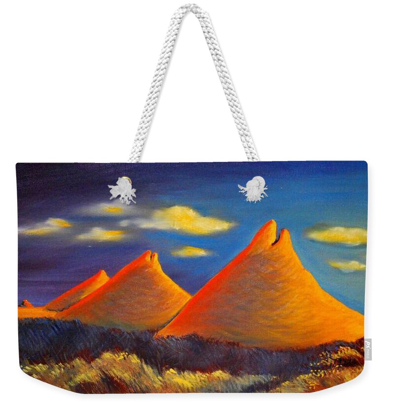 Blue Weekender Tote Bag featuring the painting Bright Day by Franci Hepburn