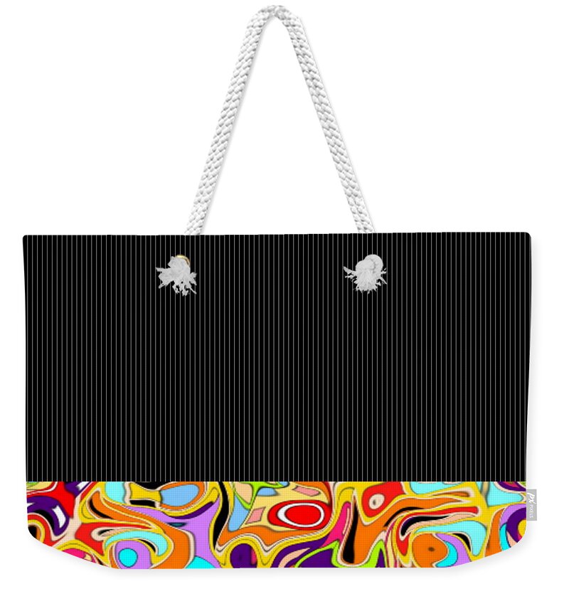 Black Weekender Tote Bag featuring the digital art Bright Tie Event by Designs By L