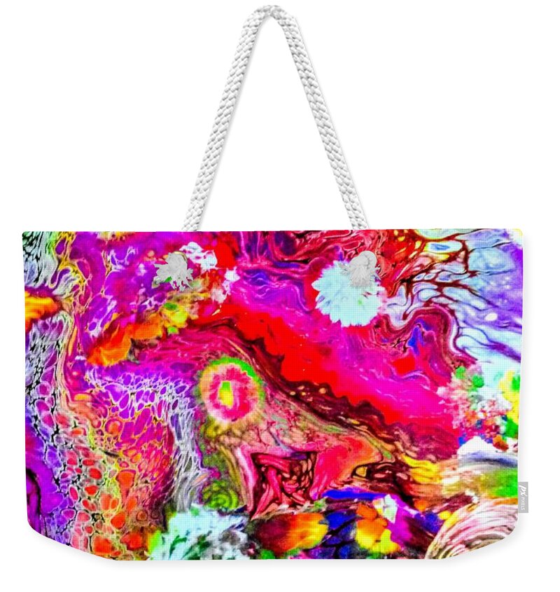 Flowers Bright Colors Weekender Tote Bag featuring the painting Brightest Petals by Anna Adams