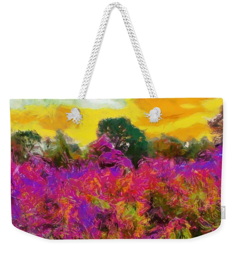 Meadow Weekender Tote Bag featuring the mixed media Brilliant Meadow by Christopher Reed