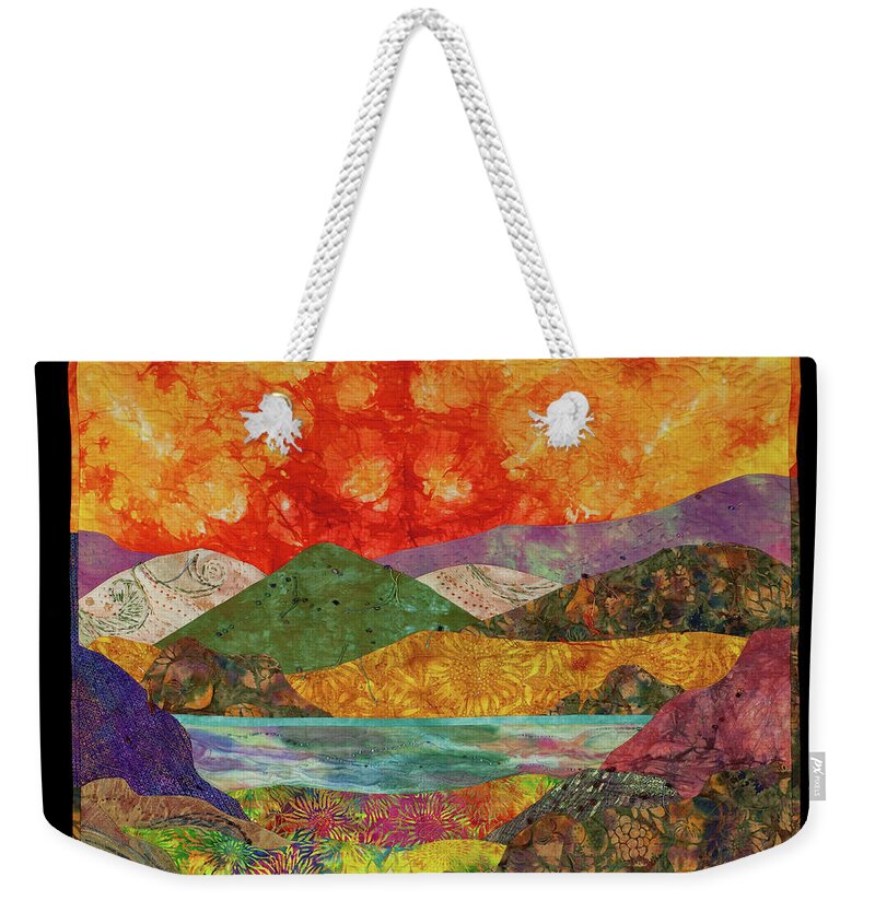 Fiber Art Weekender Tote Bag featuring the mixed media Brilliant Sky by Vivian Aumond