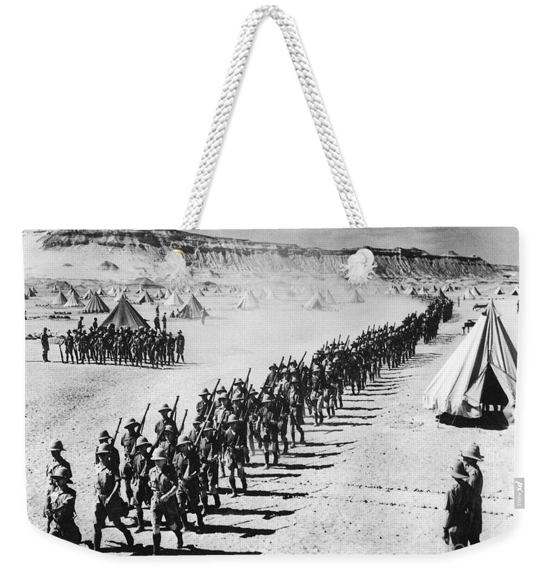 1940 Weekender Tote Bag featuring the photograph British Troops in Egypt, 1940 by Granger