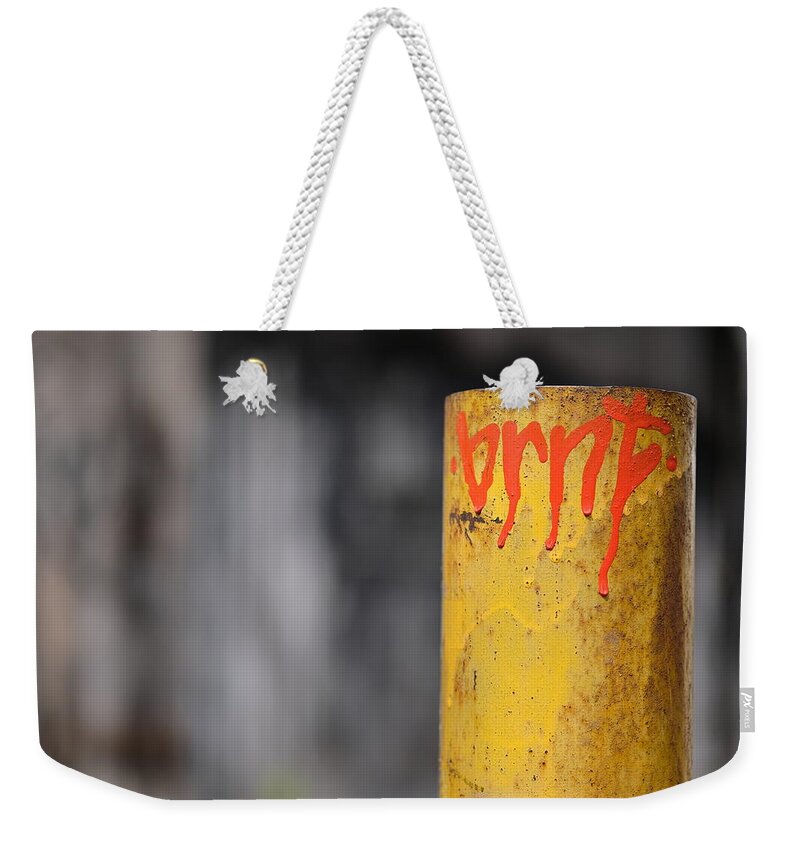 Urban Weekender Tote Bag featuring the photograph Brnt by Kreddible Trout