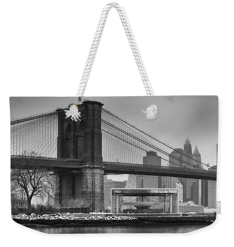 Brooklyn Bridge Weekender Tote Bag featuring the photograph Brooklyn Bridge from Dumbo by Randy Lemoine