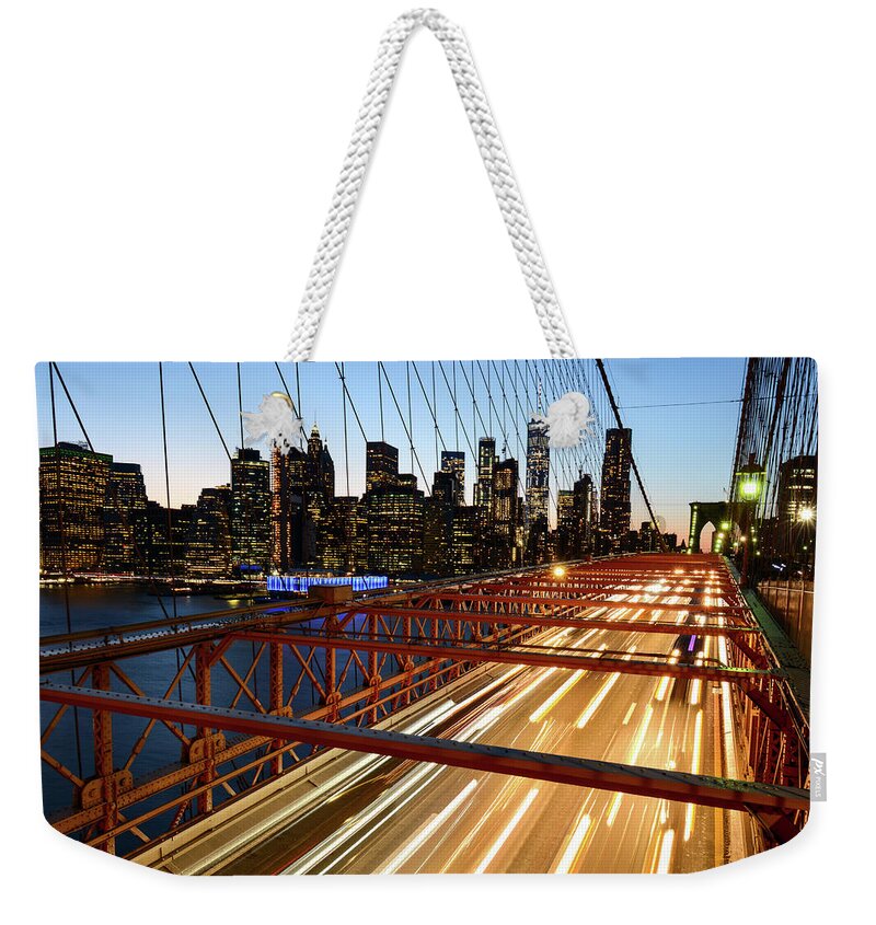 Brooklyn Weekender Tote Bag featuring the photograph Last Exit, Brooklyn - Brooklyn Bridge, New York City by Earth And Spirit