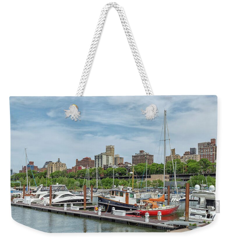 Boat Weekender Tote Bag featuring the photograph Brooklyn Marina by Cate Franklyn