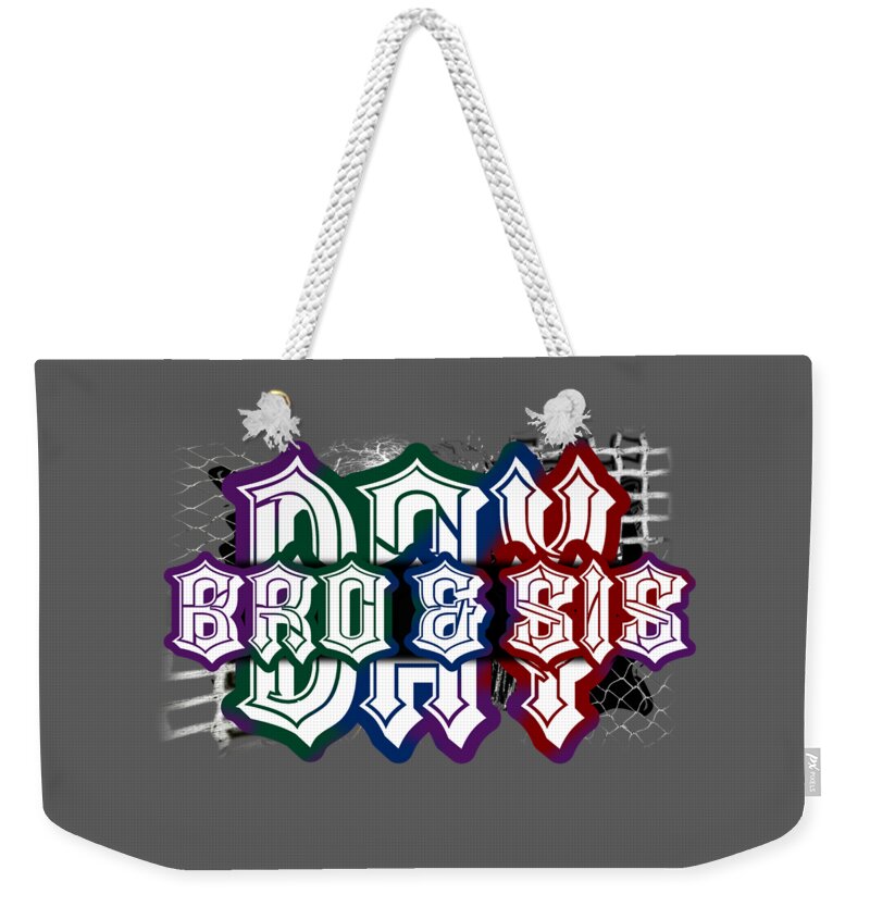 Brother And Sister Day Weekender Tote Bag featuring the digital art Brother and Sister Day Holiday Celebration by Delynn Addams