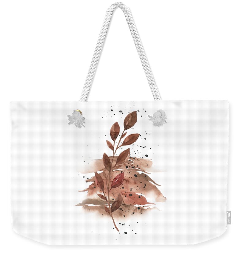 Autumn Weekender Tote Bag featuring the digital art Brown Autumn Leaves with Splash by N Kirouac