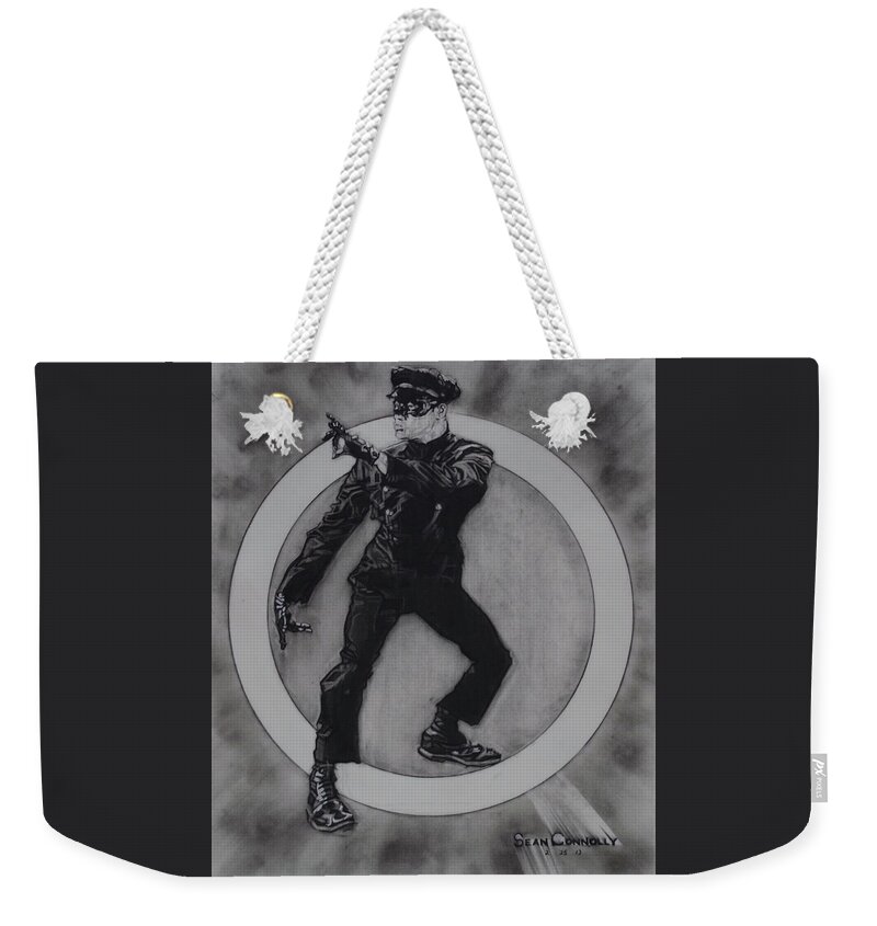 Charcoal Pencil Weekender Tote Bag featuring the drawing Bruce Lee - Kato - 3 by Sean Connolly