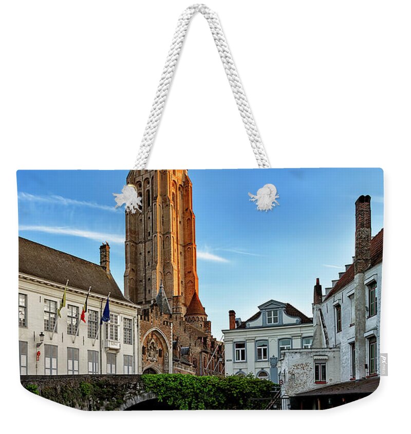Bruges-belgium Weekender Tote Bag featuring the photograph Bruges Reflection by Gary Johnson