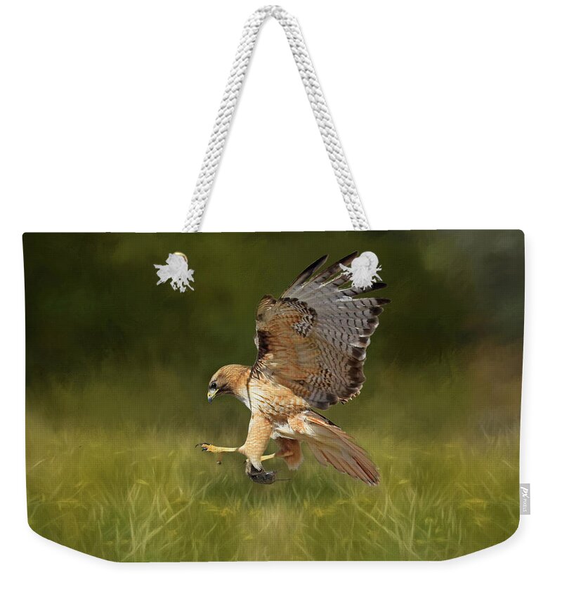Red Tailed Hawk Weekender Tote Bag featuring the photograph Brunch by Donna Kennedy