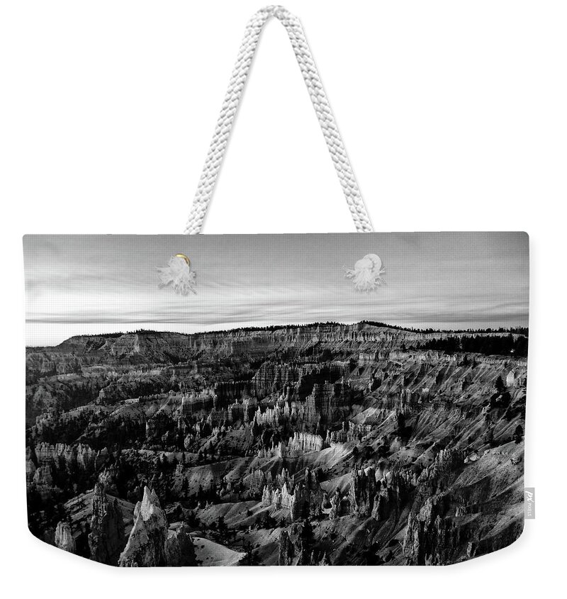 No People Weekender Tote Bag featuring the photograph Bryce At Sunrise Black and white by Nathan Wasylewski