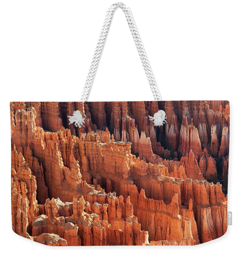Utah Weekender Tote Bag featuring the photograph Bryce Canyon Detail Panorama by Aaron Spong
