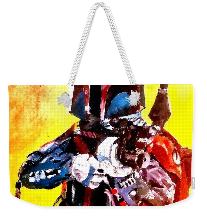 Bobafett Painting Weekender Tote Bag featuring the mixed media Bubbafett by Bencasso Barnesquiat