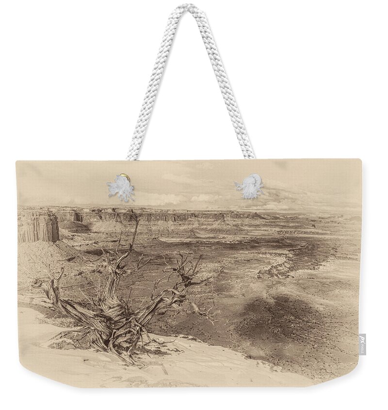 Buck Weekender Tote Bag featuring the photograph Buck Canyon in Winter - Antique by Kenneth Everett