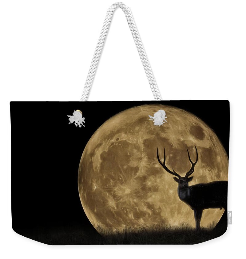 Buck Weekender Tote Bag featuring the digital art Buck Moon by Brad Barton