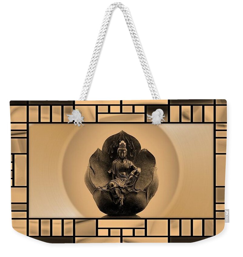 Buddha Weekender Tote Bag featuring the mixed media Buddha in Stained Glass by Nancy Ayanna Wyatt