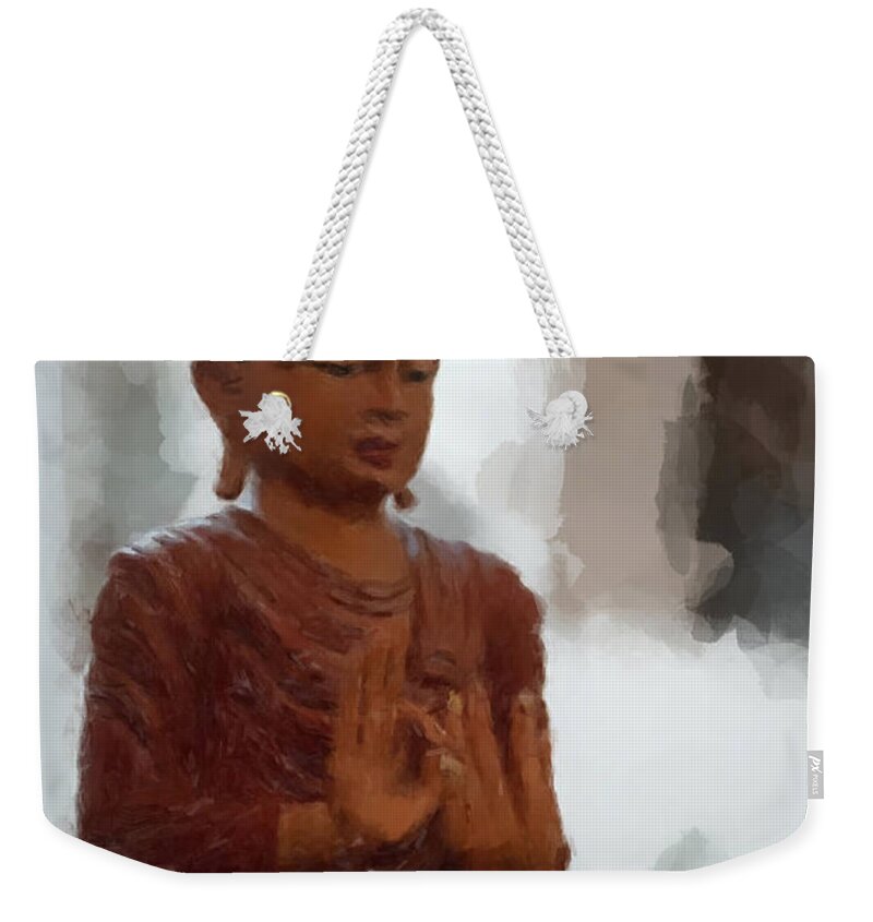  Weekender Tote Bag featuring the painting Buddha Statue by Gary Arnold