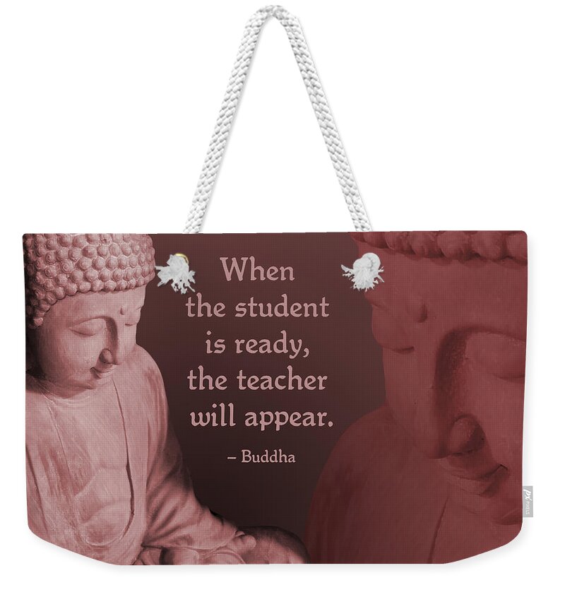 Buddha Weekender Tote Bag featuring the digital art Buddha Student is Ready by Ginny Gaura