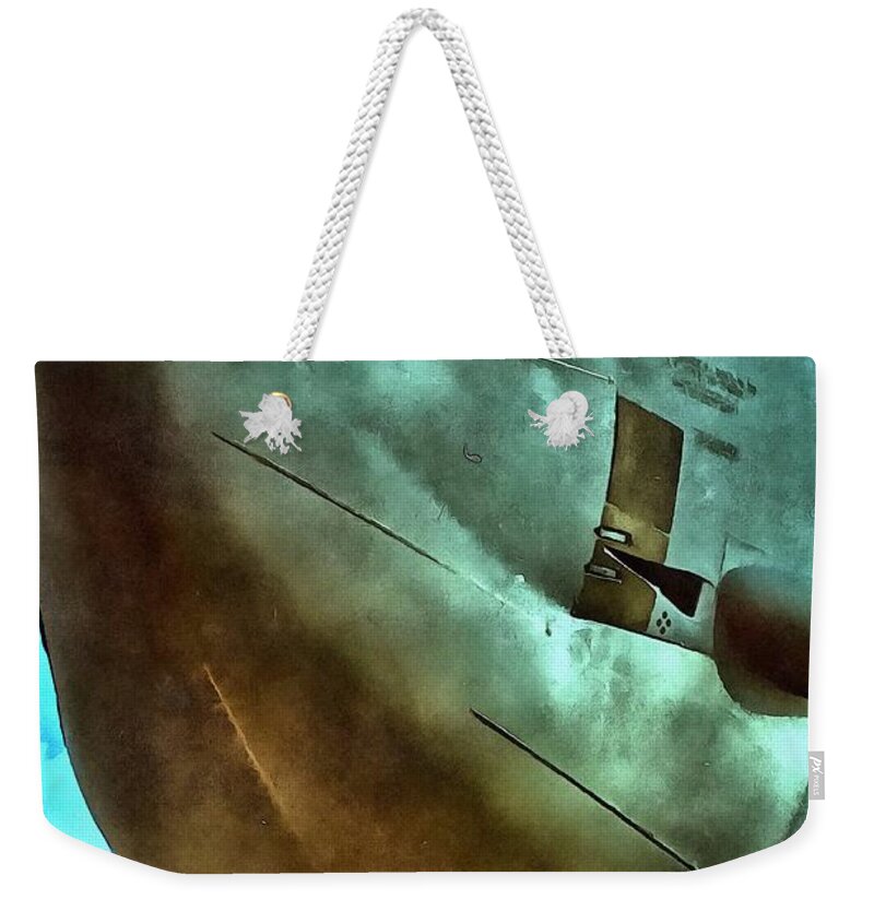 B-52 Weekender Tote Bag featuring the mixed media BUFF on Alert by Christopher Reed