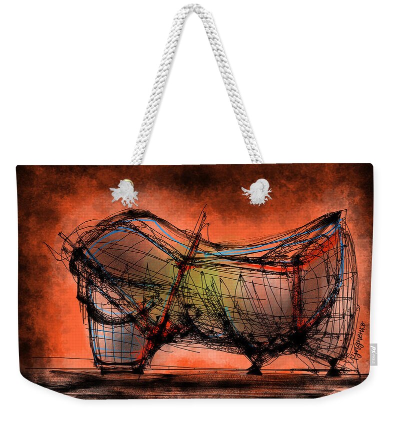 Bull Weekender Tote Bag featuring the digital art Bullding by Ljev Rjadcenko