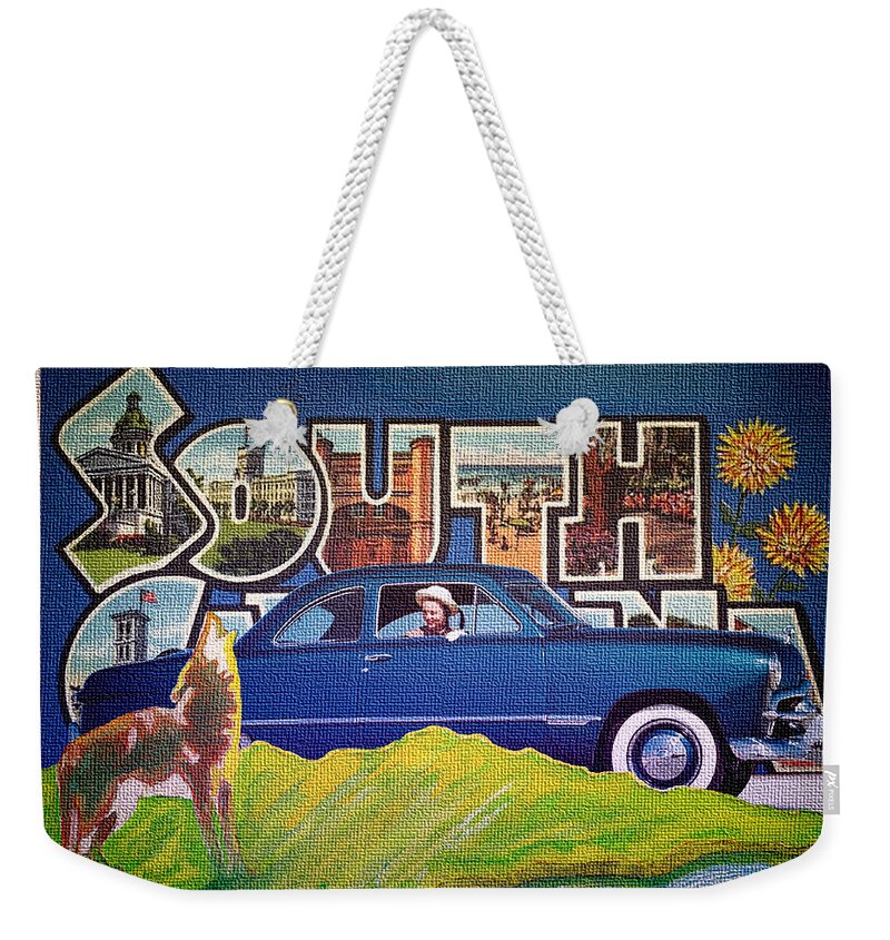 Dixie Road Trips Weekender Tote Bag featuring the digital art Dixie Road Trips / South Carolina by David Squibb