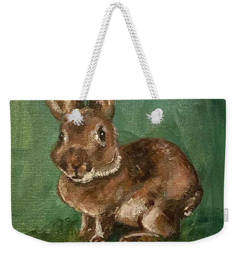  Weekender Tote Bag featuring the mixed media Bunny by Baba by Sofanya White